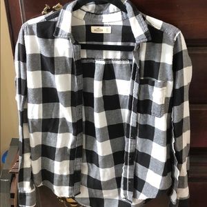 Hollister black and white flannel